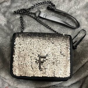 FIORELLI Sequin Sequin & Leather Crossbody Purse Chain Strap